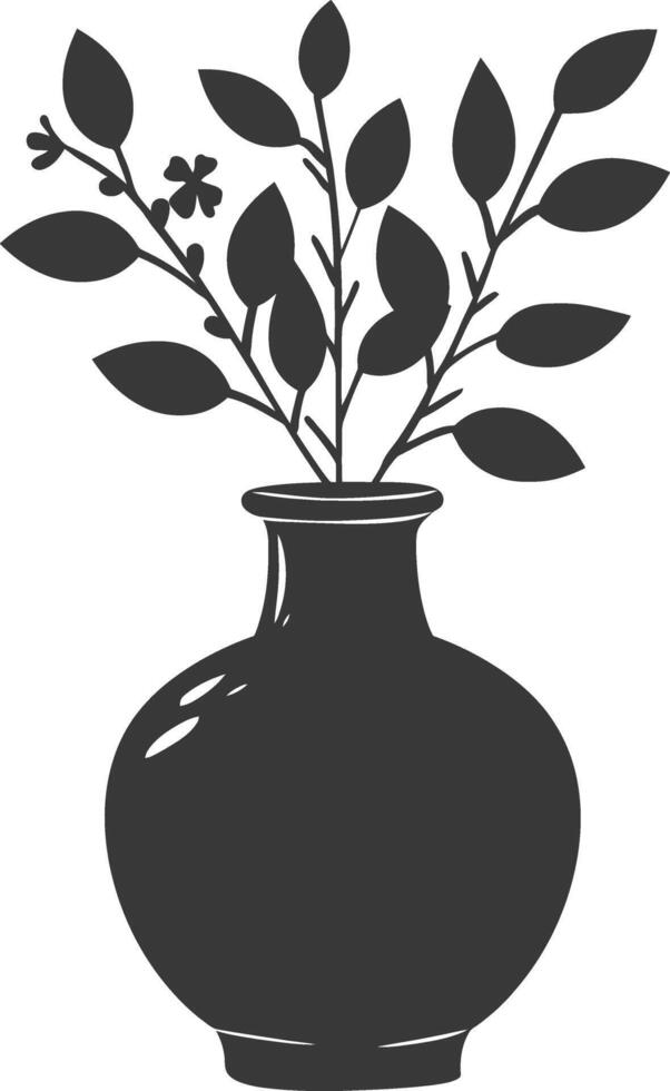 AI generated Silhouette Scandinavian Unique Vase black color only vector
