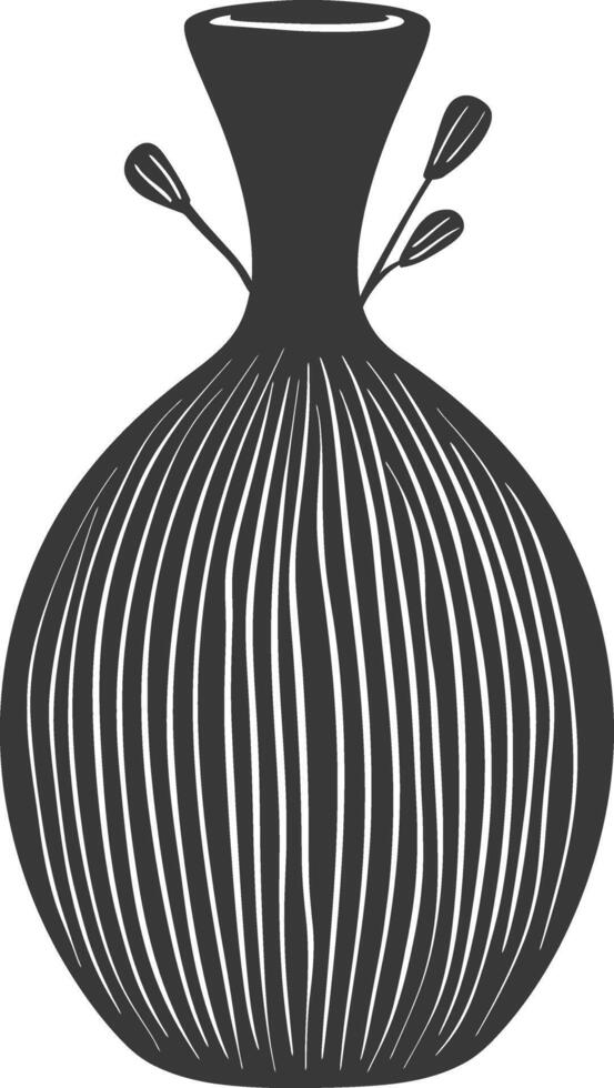 AI generated Silhouette Scandinavian Unique Vase black color only vector