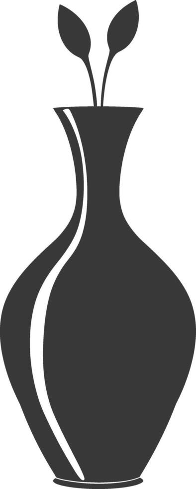 AI generated Silhouette Scandinavian Unique Vase black color only vector