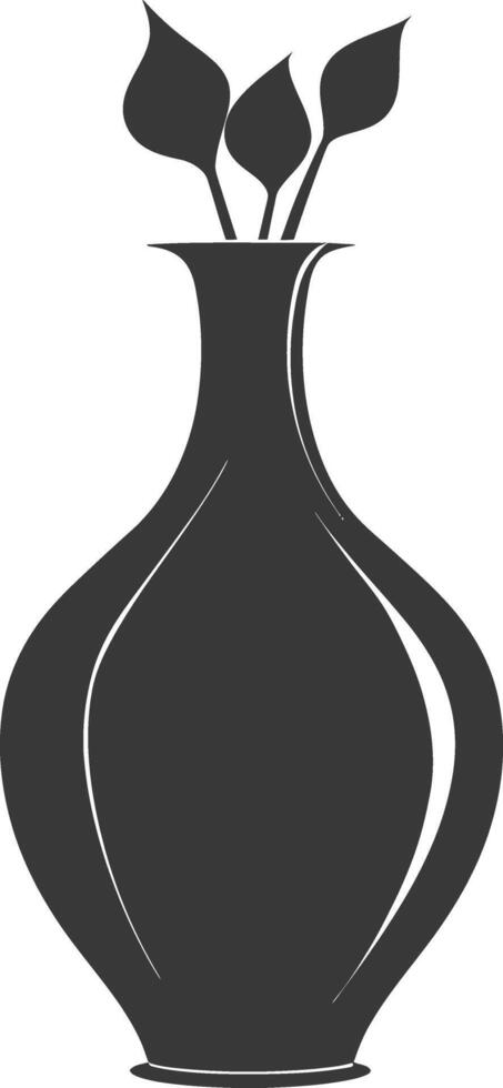 AI generated Silhouette Scandinavian Unique Vase black color only vector