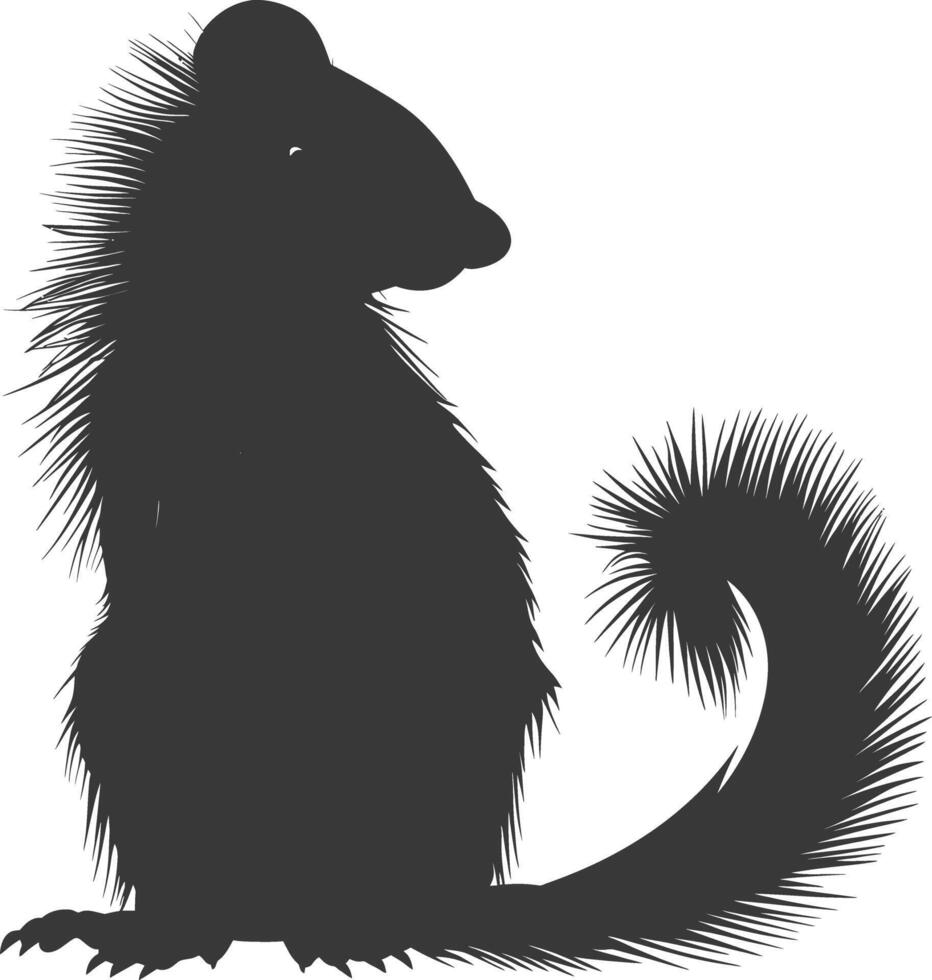 AI generated Silhouette skunk animal black color only vector