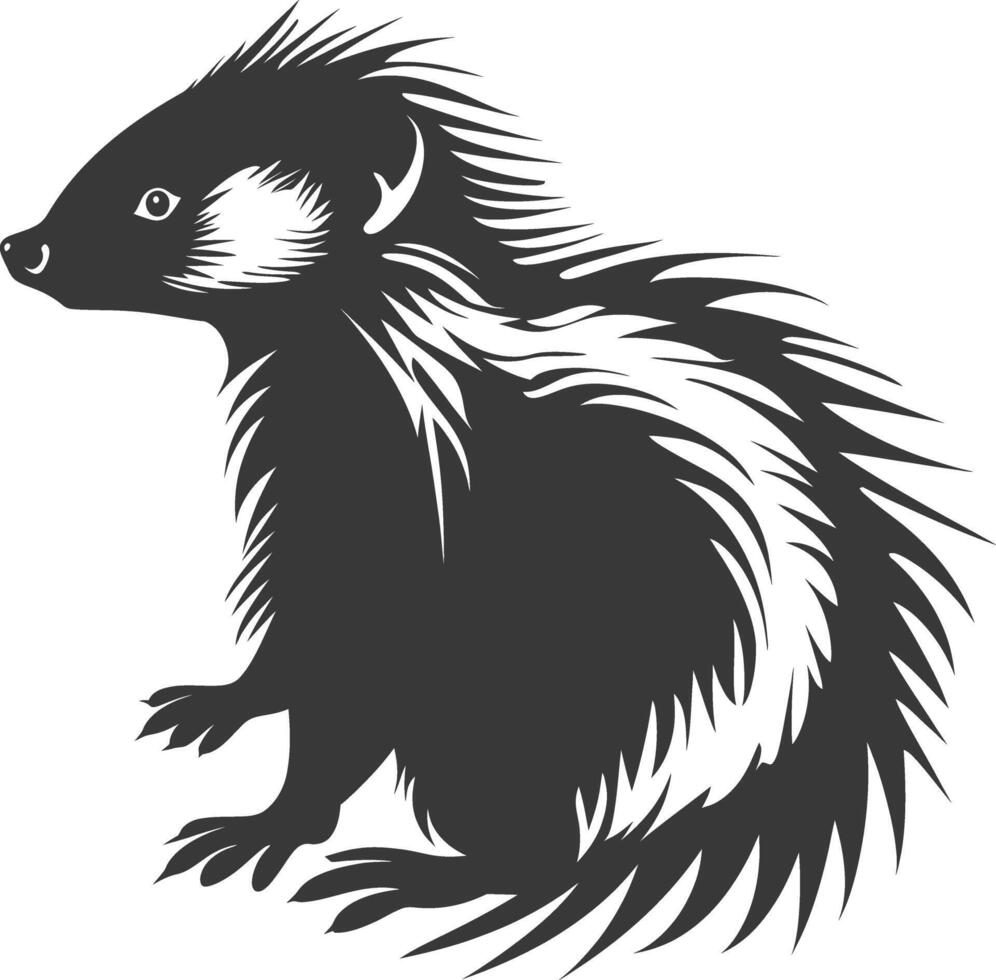 AI generated Silhouette skunk animal black color only vector