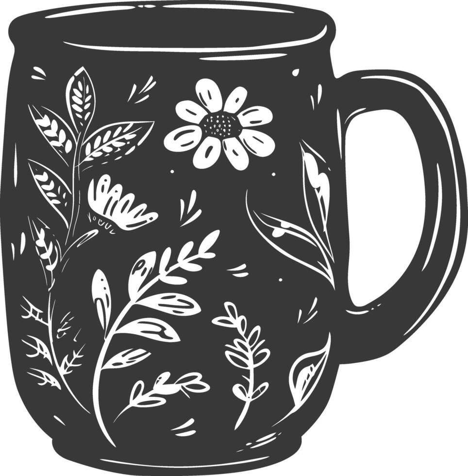 AI generated Silhouette Scandinavian Unique Mug black color only vector