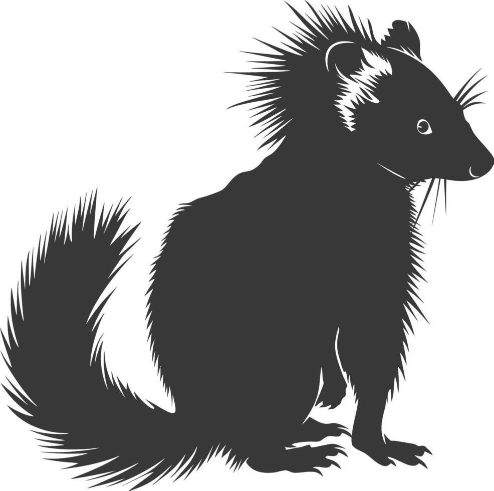 AI generated Silhouette skunk animal black color only vector