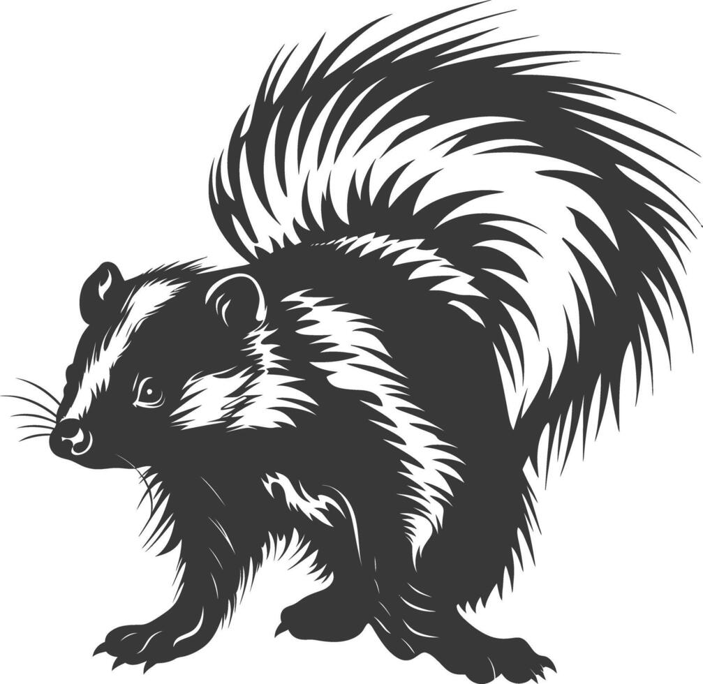 AI generated Silhouette skunk animal black color only vector