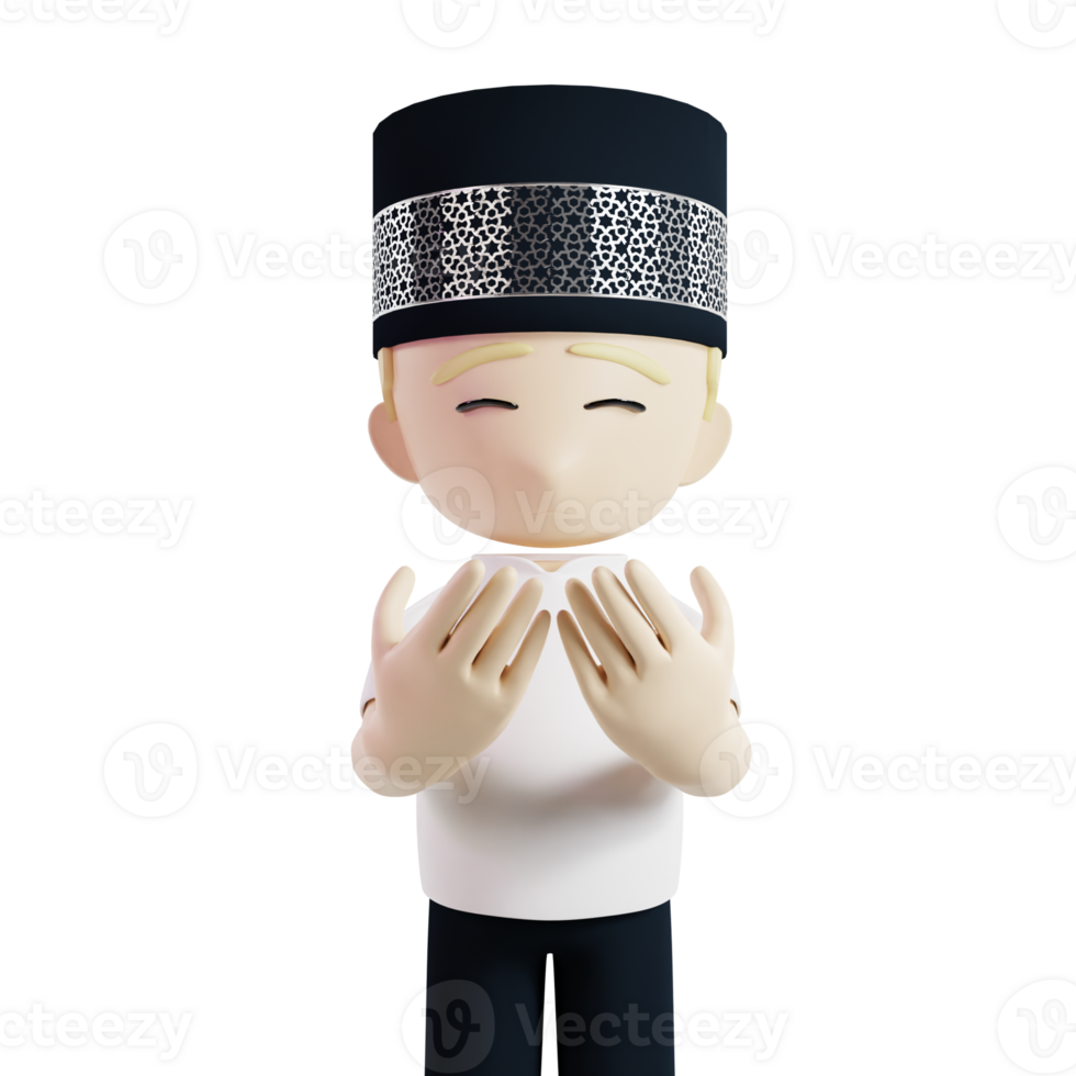 Man Praying Islamic Concept 3d Character Render Illustration png