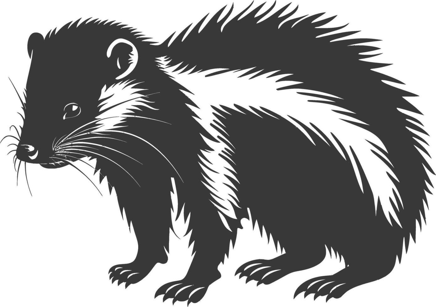 AI generated Silhouette skunk animal black color only vector