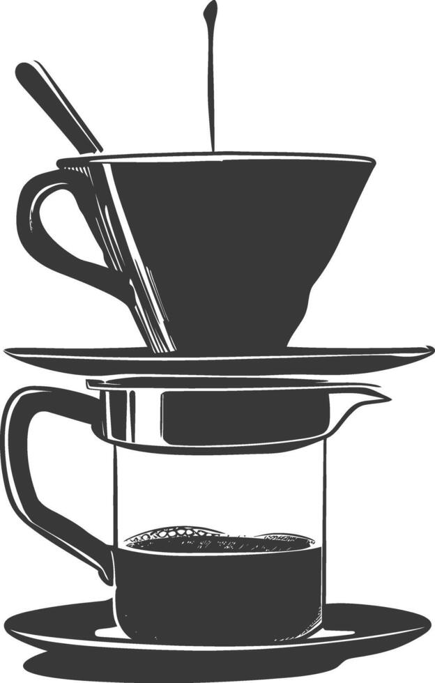 AI generated silhouette Vietnam drip coffee ready to drink black color only vector