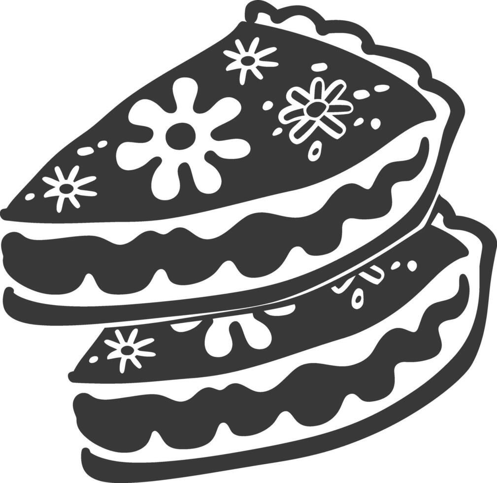 AI generated silhouette tortas mexican food black color only vector