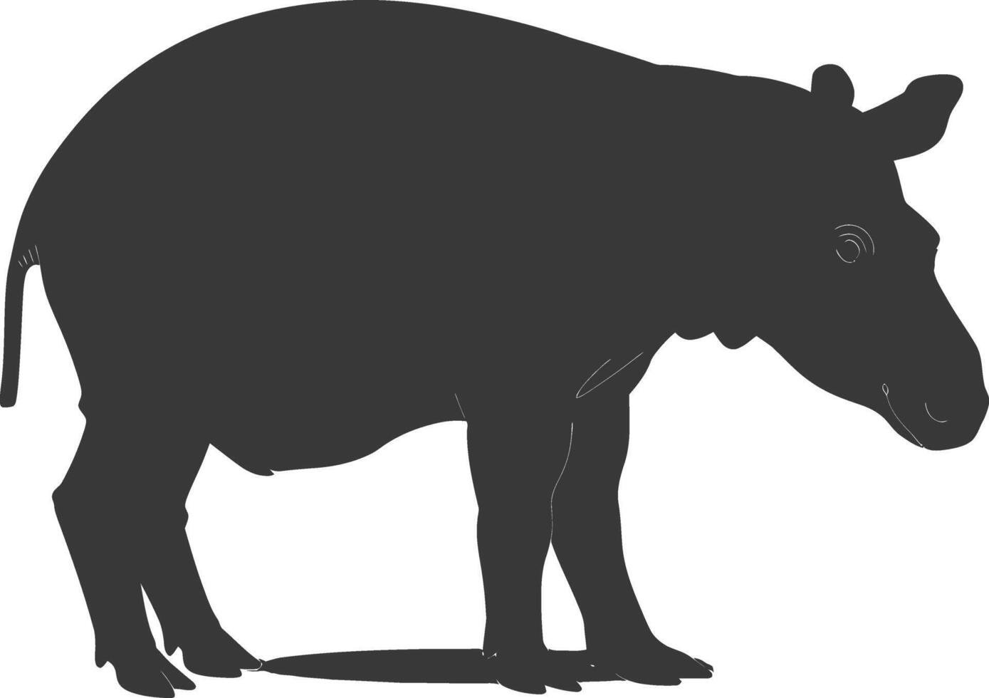 AI generated Silhouette tapir animal black color only vector
