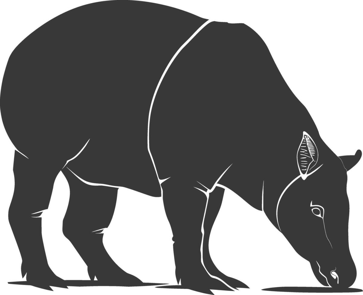AI generated Silhouette tapir animal black color only vector