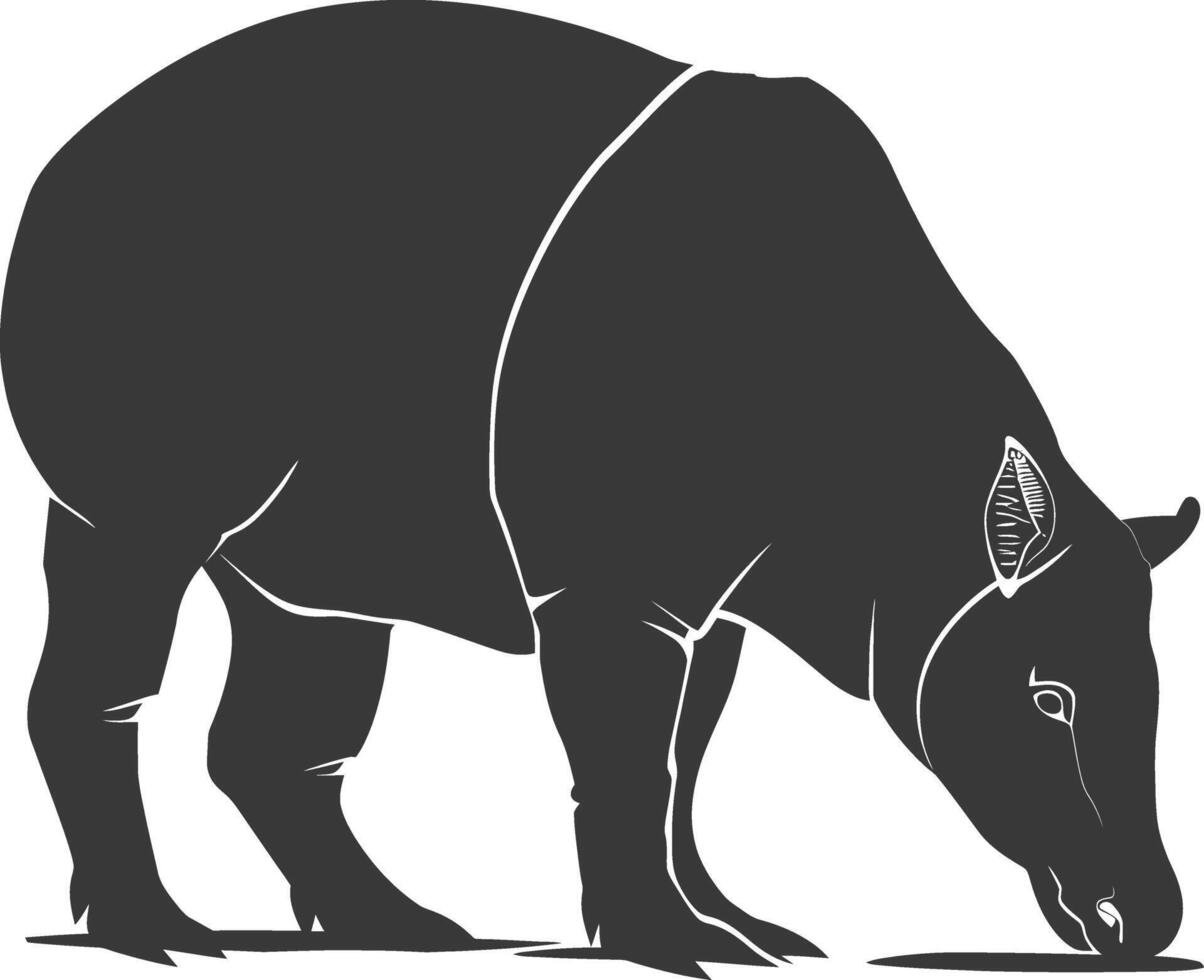 ai generado silueta tapir animal negro color solamente vector