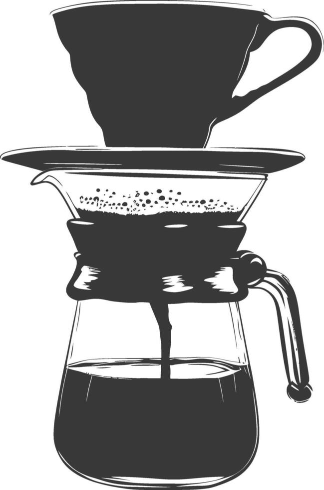 AI generated silhouette Vietnam drip coffee ready to drink black color only vector