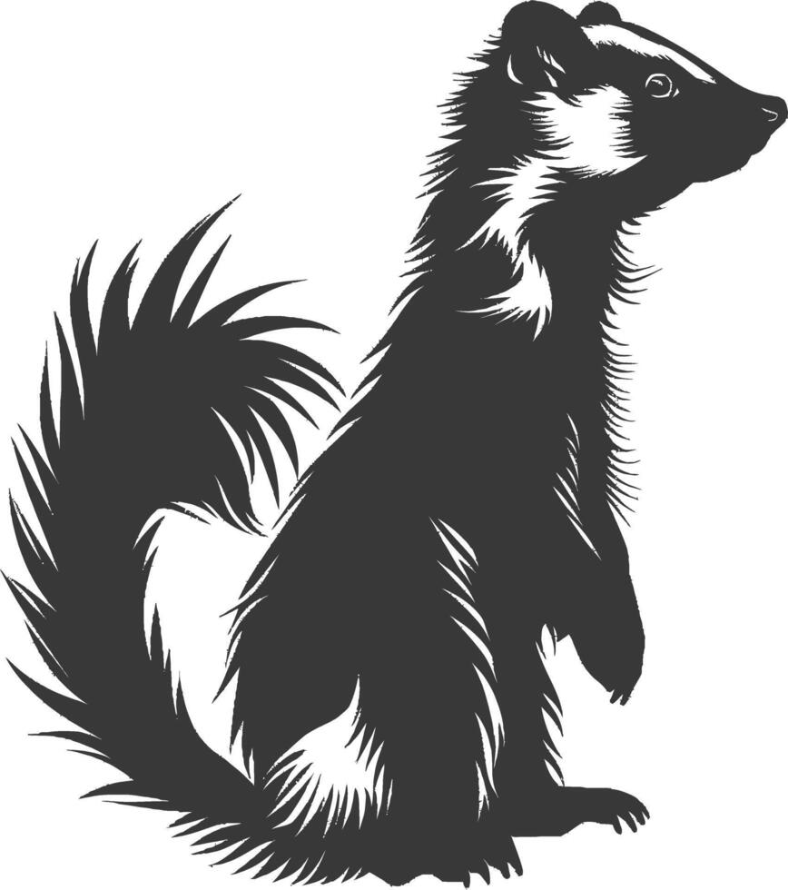 AI generated Silhouette skunk animal black color only vector