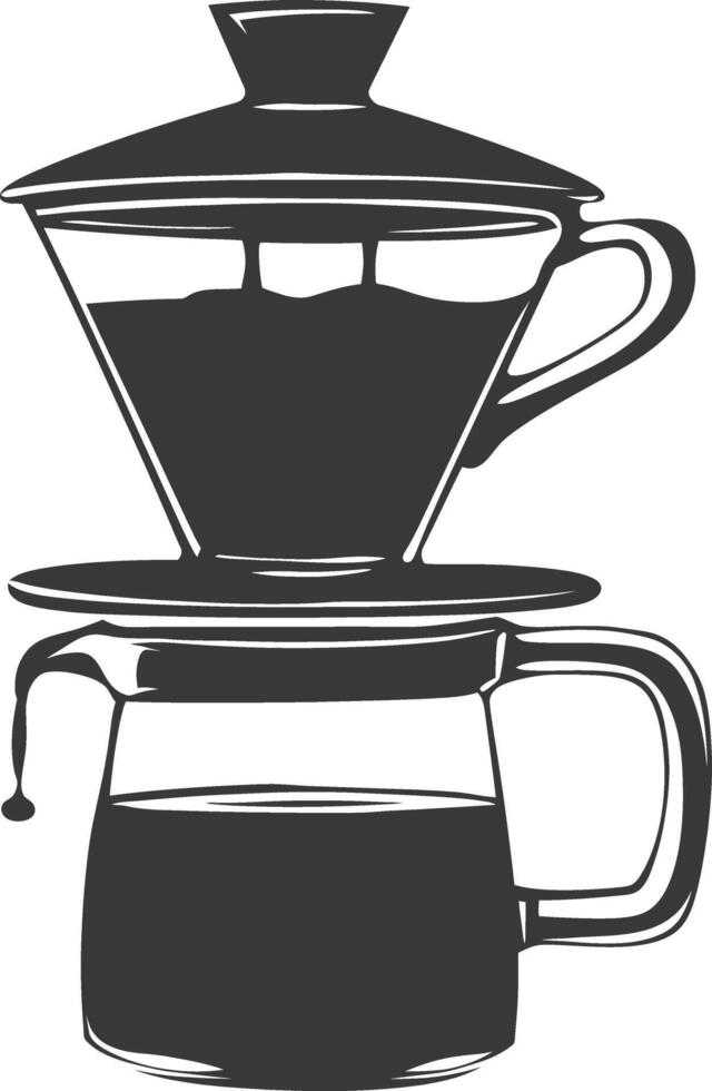 AI generated silhouette Vietnam drip coffee ready to drink black color only vector