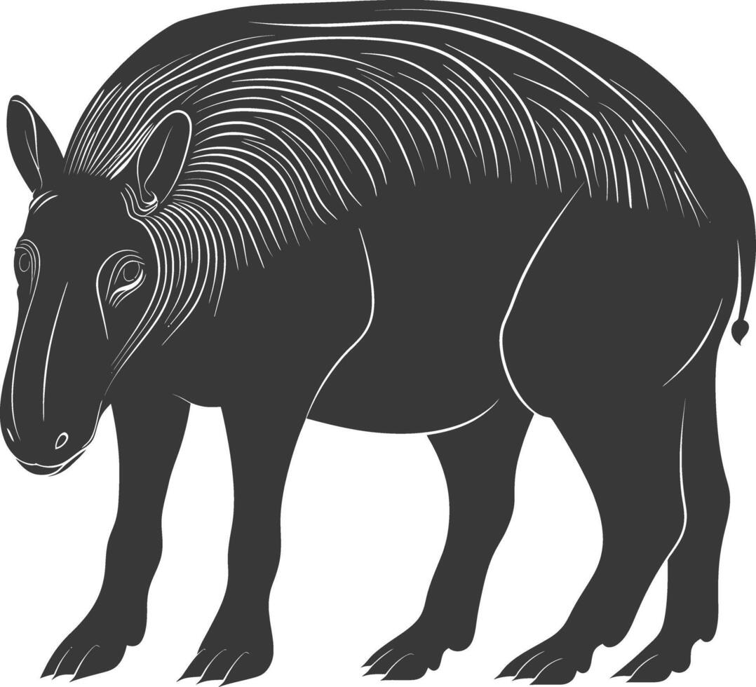 AI generated Silhouette tapir animal black color only vector