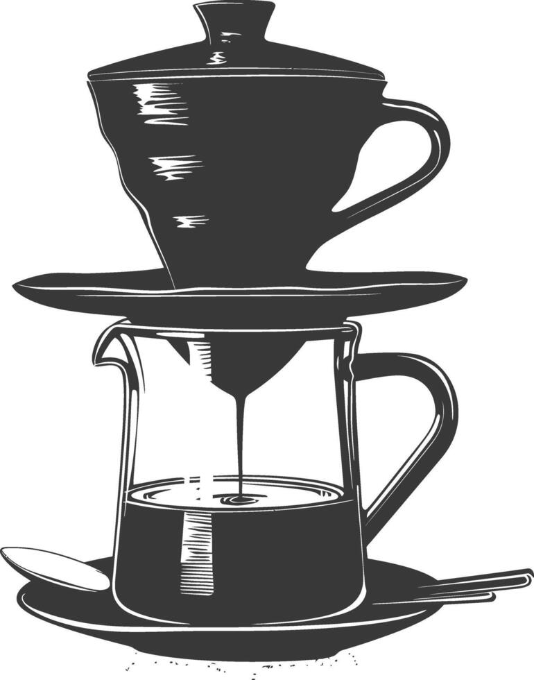 AI generated silhouette Vietnam drip coffee ready to drink black color only vector