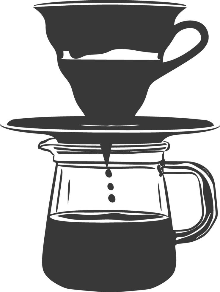 AI generated silhouette Vietnam drip coffee ready to drink black color only vector