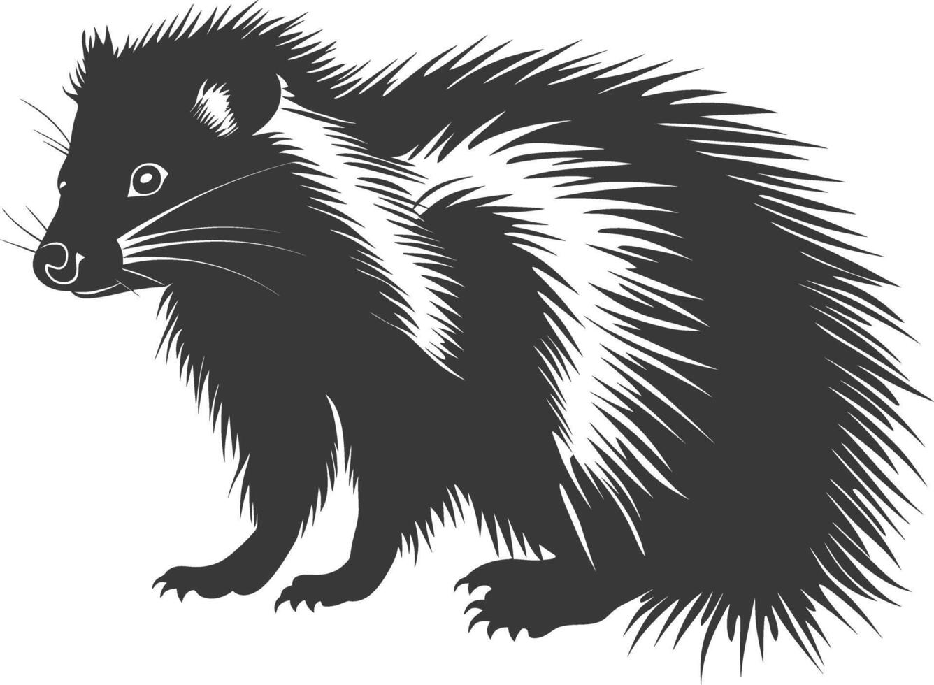 AI generated Silhouette skunk animal black color only vector