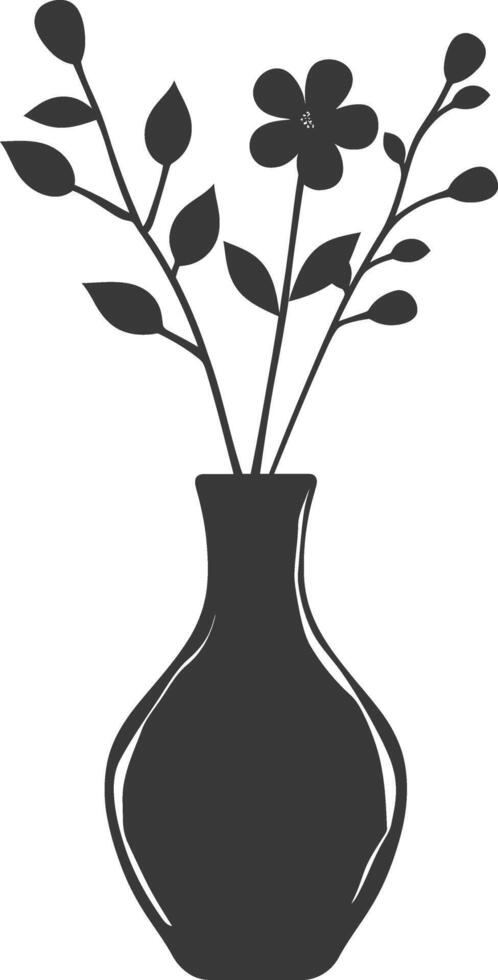 AI generated Silhouette Scandinavian Unique Vase black color only vector