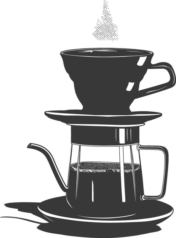 AI generated silhouette Vietnam drip coffee ready to drink black color only vector