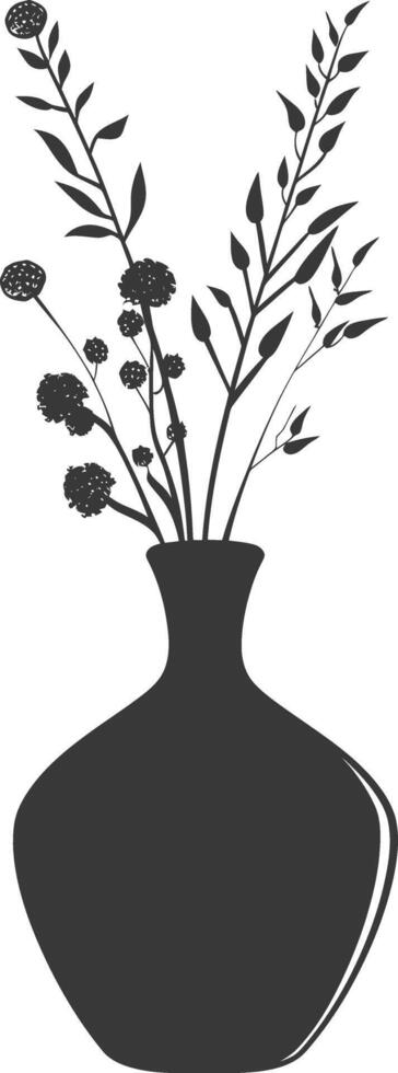 AI generated Silhouette Scandinavian Unique Vase black color only vector