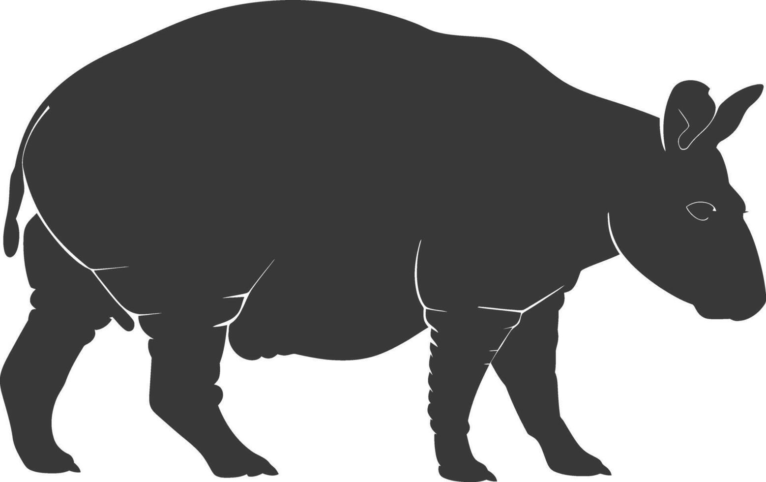 AI generated Silhouette tapir animal black color only vector