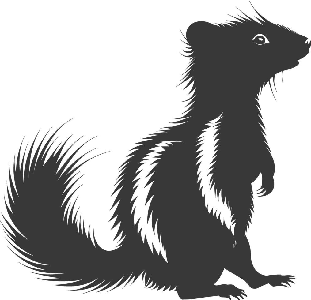 AI generated Silhouette skunk animal black color only vector