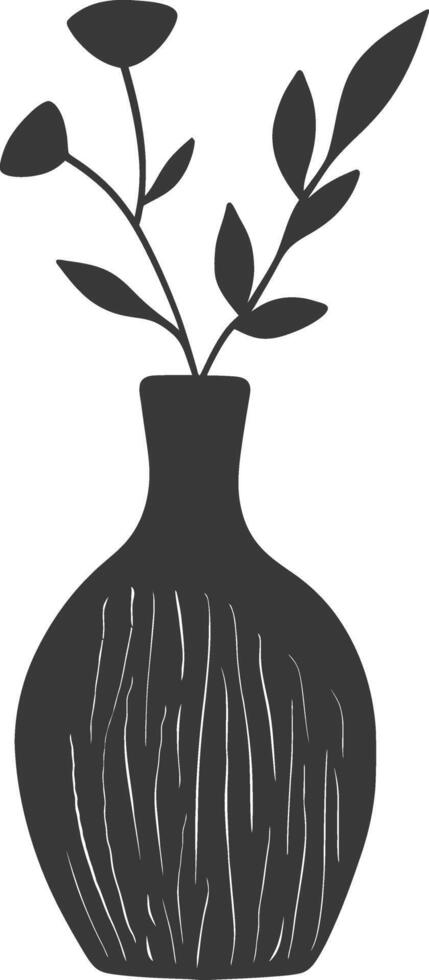 AI generated Silhouette Scandinavian Unique Vase black color only vector