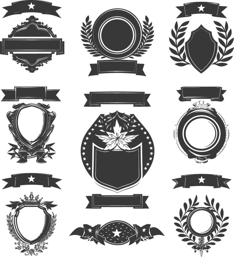 AI generated Silhouette Vintage retro vector badges and labels black color only