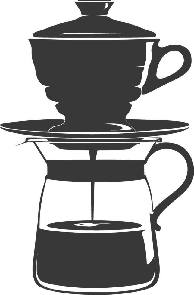 AI generated silhouette Vietnam drip coffee ready to drink black color only vector