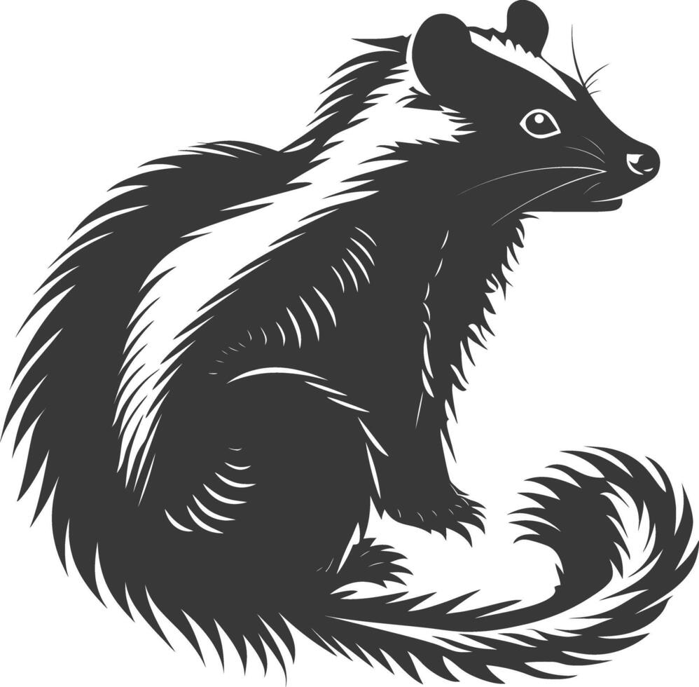 AI generated Silhouette skunk animal black color only vector