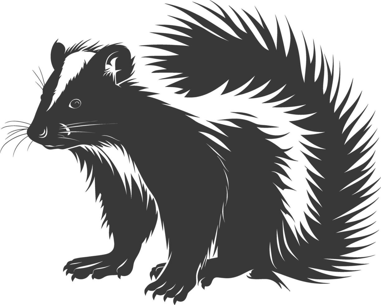 AI generated Silhouette skunk animal black color only vector