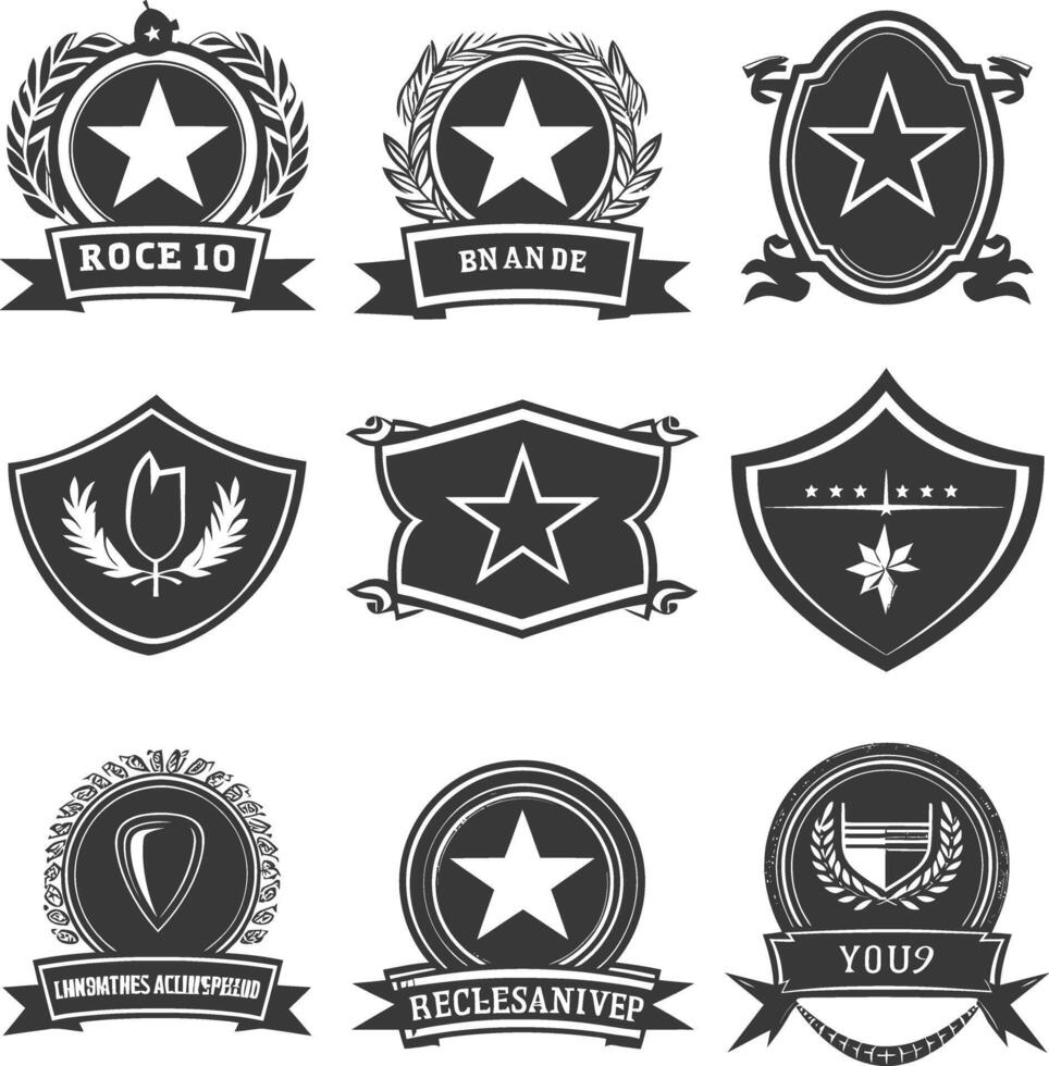 AI generated Silhouette Vintage retro vector badges and labels black color only