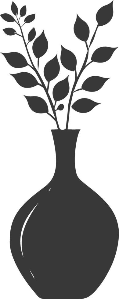 AI generated Silhouette Scandinavian Unique Vase black color only vector