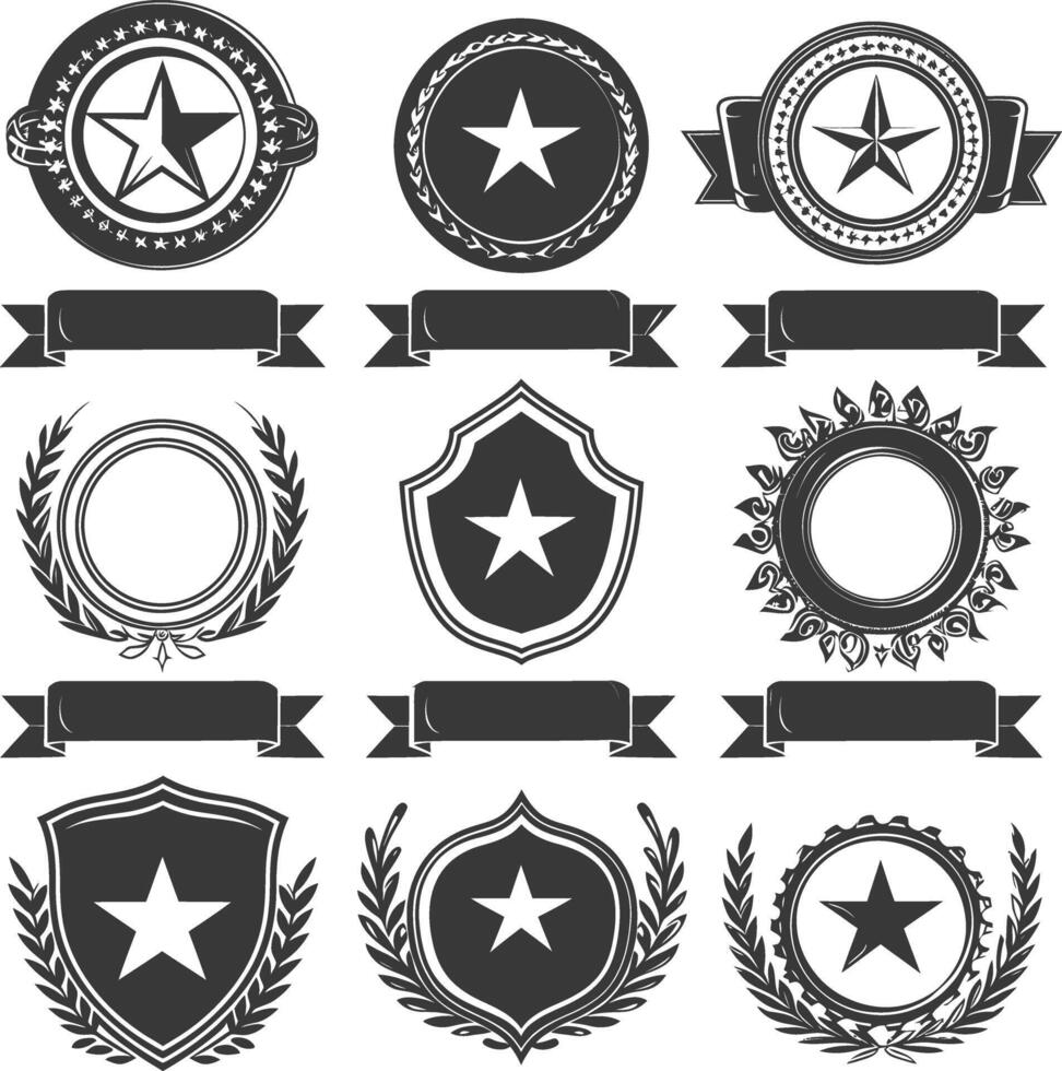 AI generated Silhouette Vintage retro vector badges and labels black color only