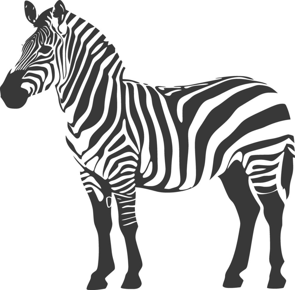 AI generated Silhouette zebra animal black color only vector