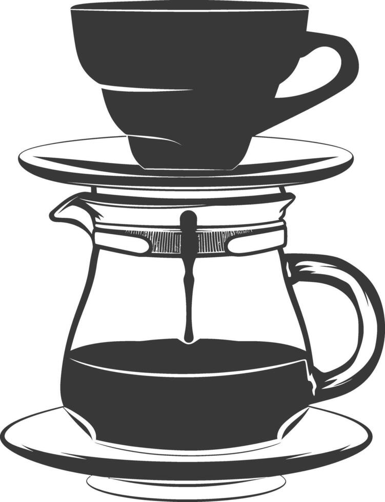 AI generated silhouette Vietnam drip coffee ready to drink black color only vector