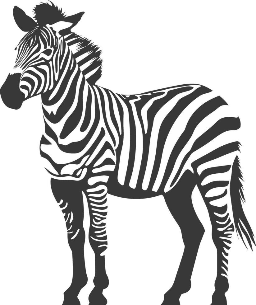 AI generated Silhouette zebra animal black color only vector