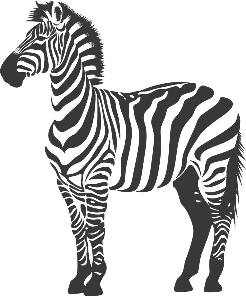 AI generated Silhouette zebra animal black color only vector