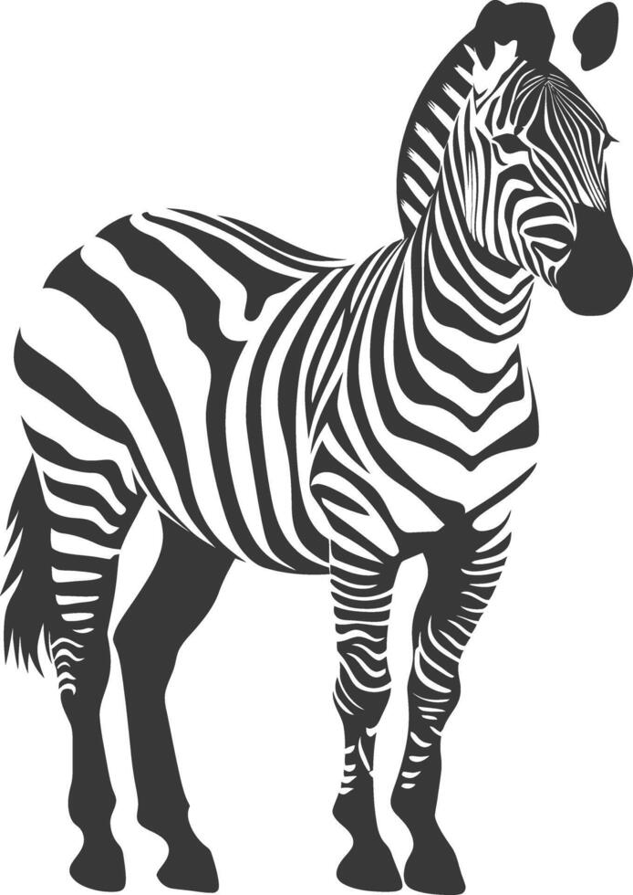 AI generated Silhouette zebra animal black color only vector