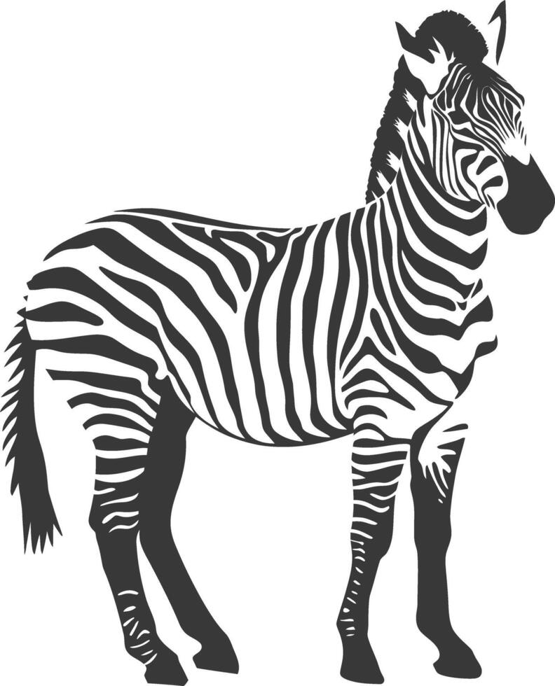 AI generated Silhouette zebra animal black color only vector