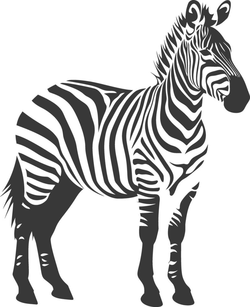 AI generated Silhouette zebra animal black color only vector