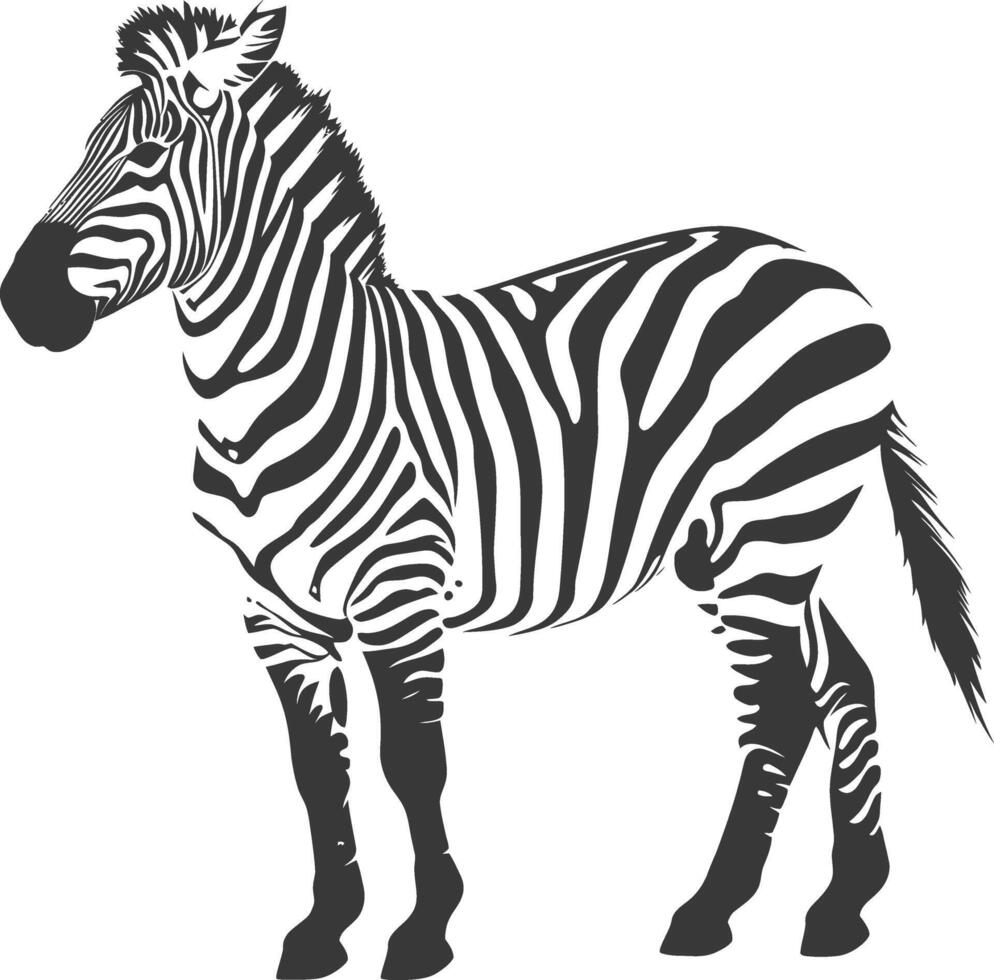 AI generated Silhouette zebra animal black color only vector