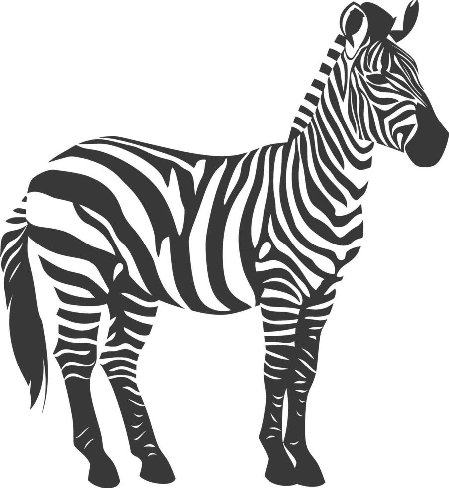 AI generated Silhouette zebra animal black color only vector