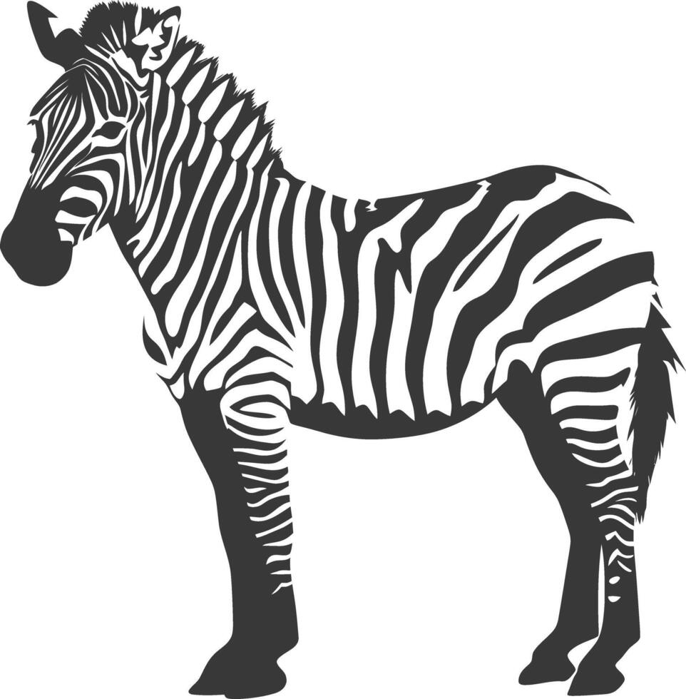 AI generated Silhouette zebra animal black color only vector