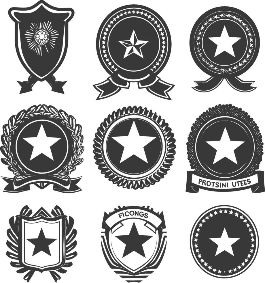 AI generated Silhouette Vintage retro vector badges and labels black color only