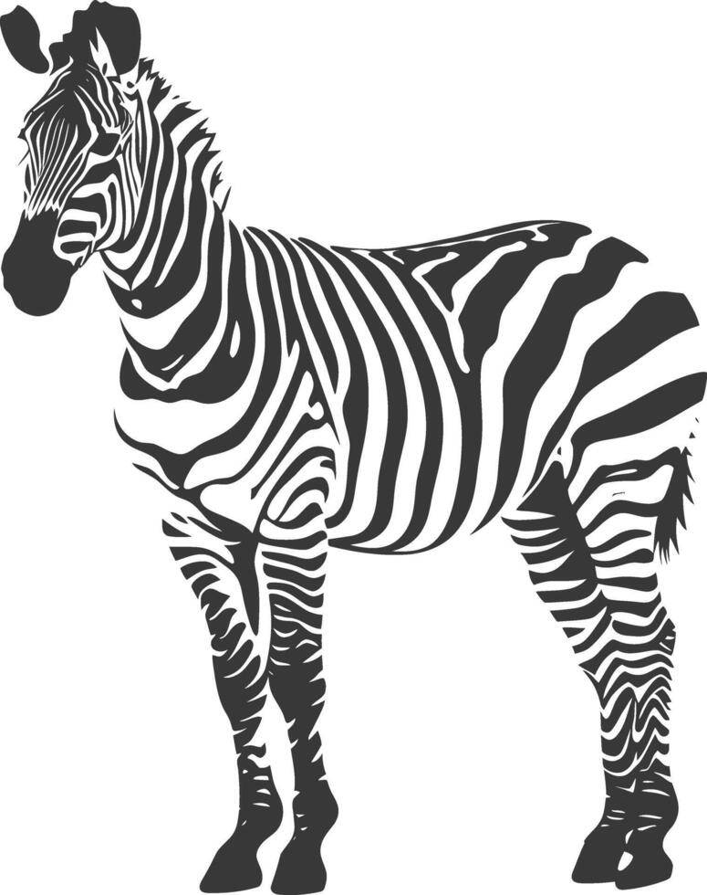 AI generated Silhouette zebra animal black color only vector