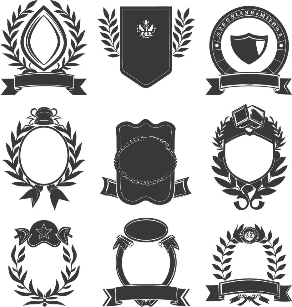 AI generated Silhouette Vintage retro vector badges and labels black color only