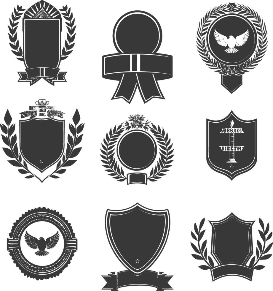 AI generated Silhouette Vintage retro vector badges and labels black color only